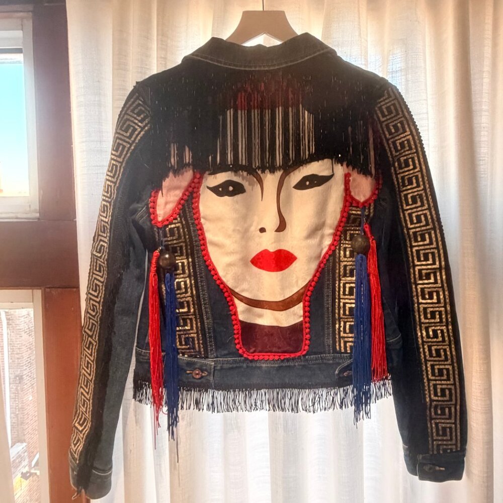 Vintage Dark Denim Jacket - Custom Detail